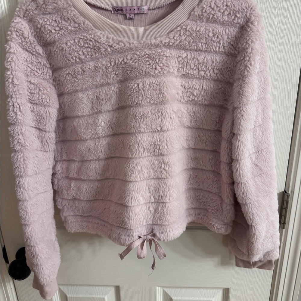 Crave Fame Pink Fuzzy Sweatshirt